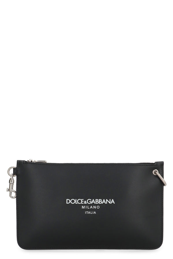Dolce & Gabbana Leather Flat Pouch Black Calf Clutch Bags