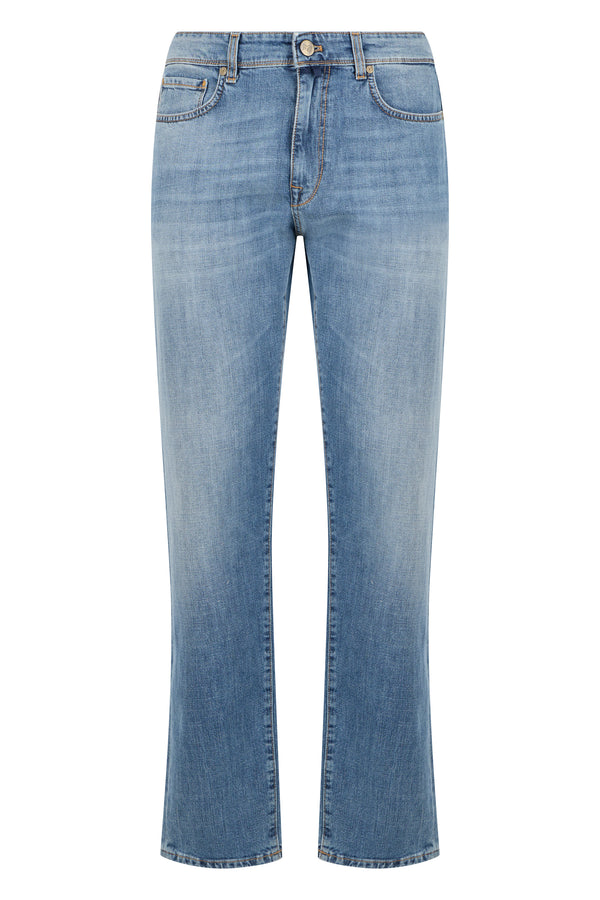 Jeans Regular Fit Light Blue Denim Purple Cotton & Straight-leg