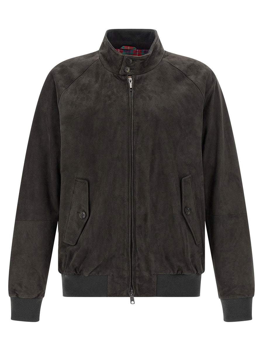 Baracuta Suede Bomber Jacket — Charcoal