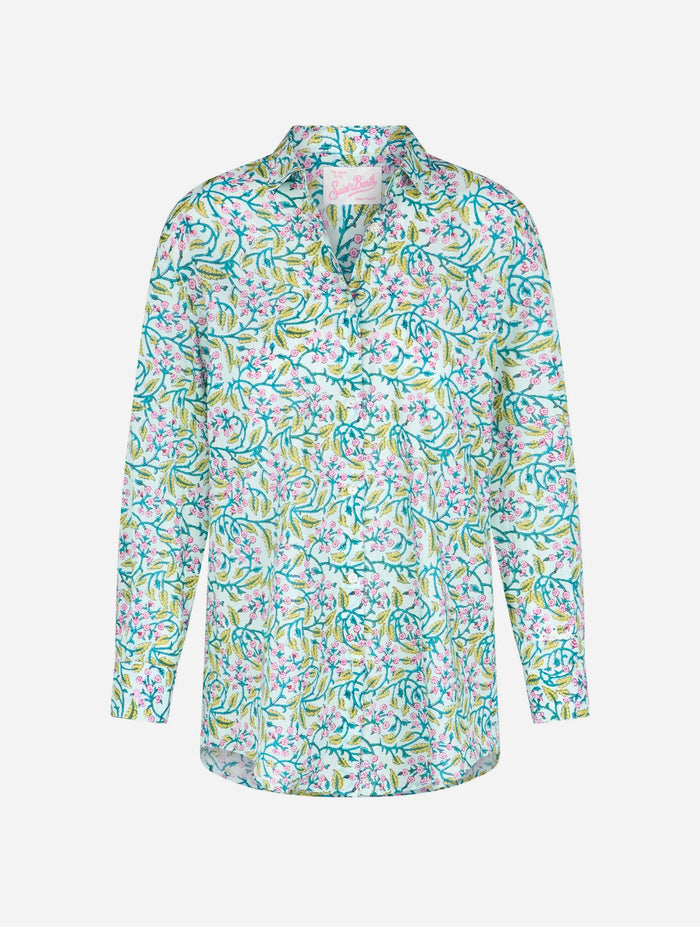 Brigitte Cotton Shirt With Floral Print Green