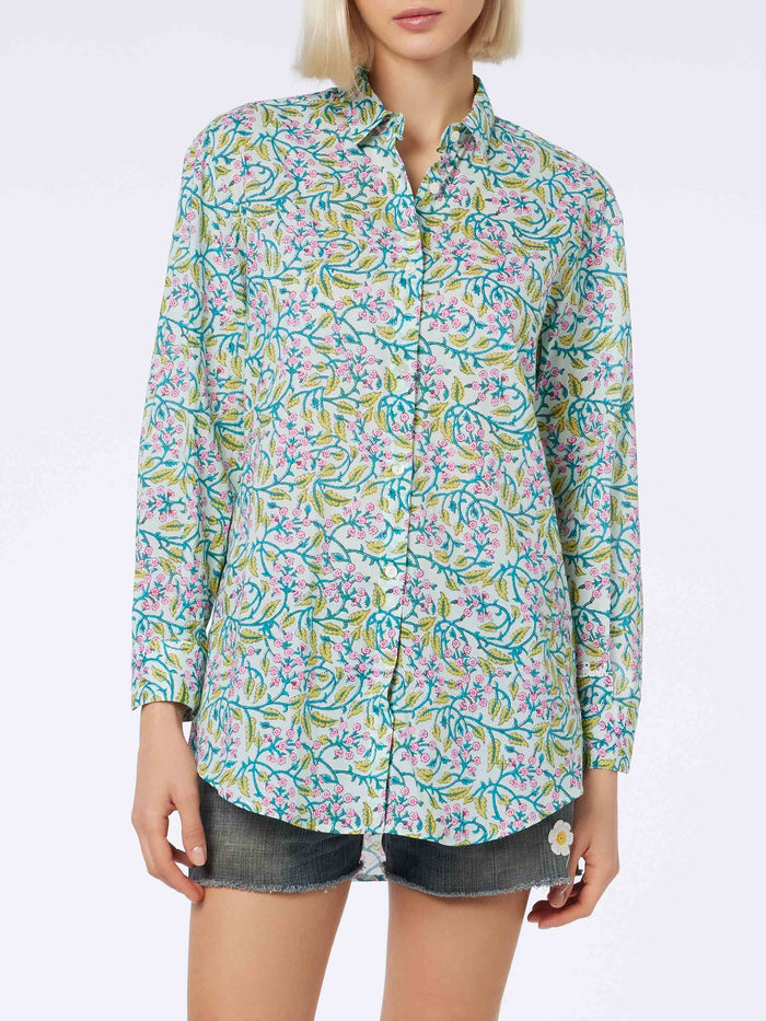 Brigitte Cotton Shirt With Floral Print Green