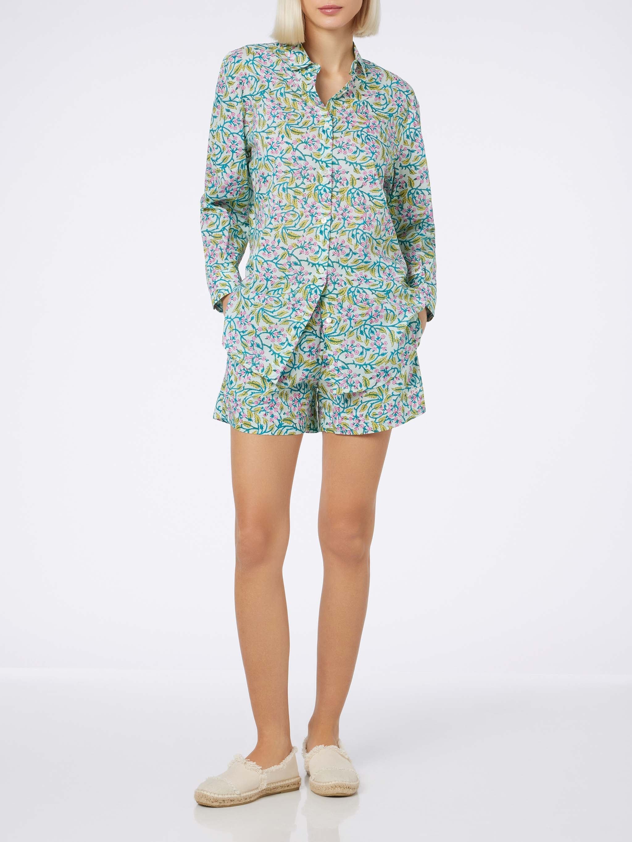 Brigitte Cotton Shirt With Floral Print Green