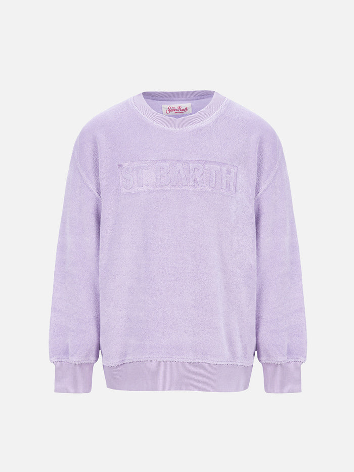 Girl Lilac Terry Sweatshirt Briony With Saint Barth Logo Pink