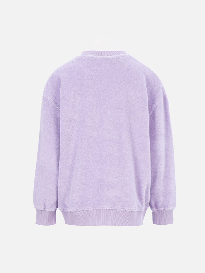 Girl Lilac Terry Sweatshirt Briony With Saint Barth Logo Pink