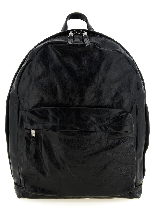 Giorgio Brato Crumpled Lambskin Backpack — Black