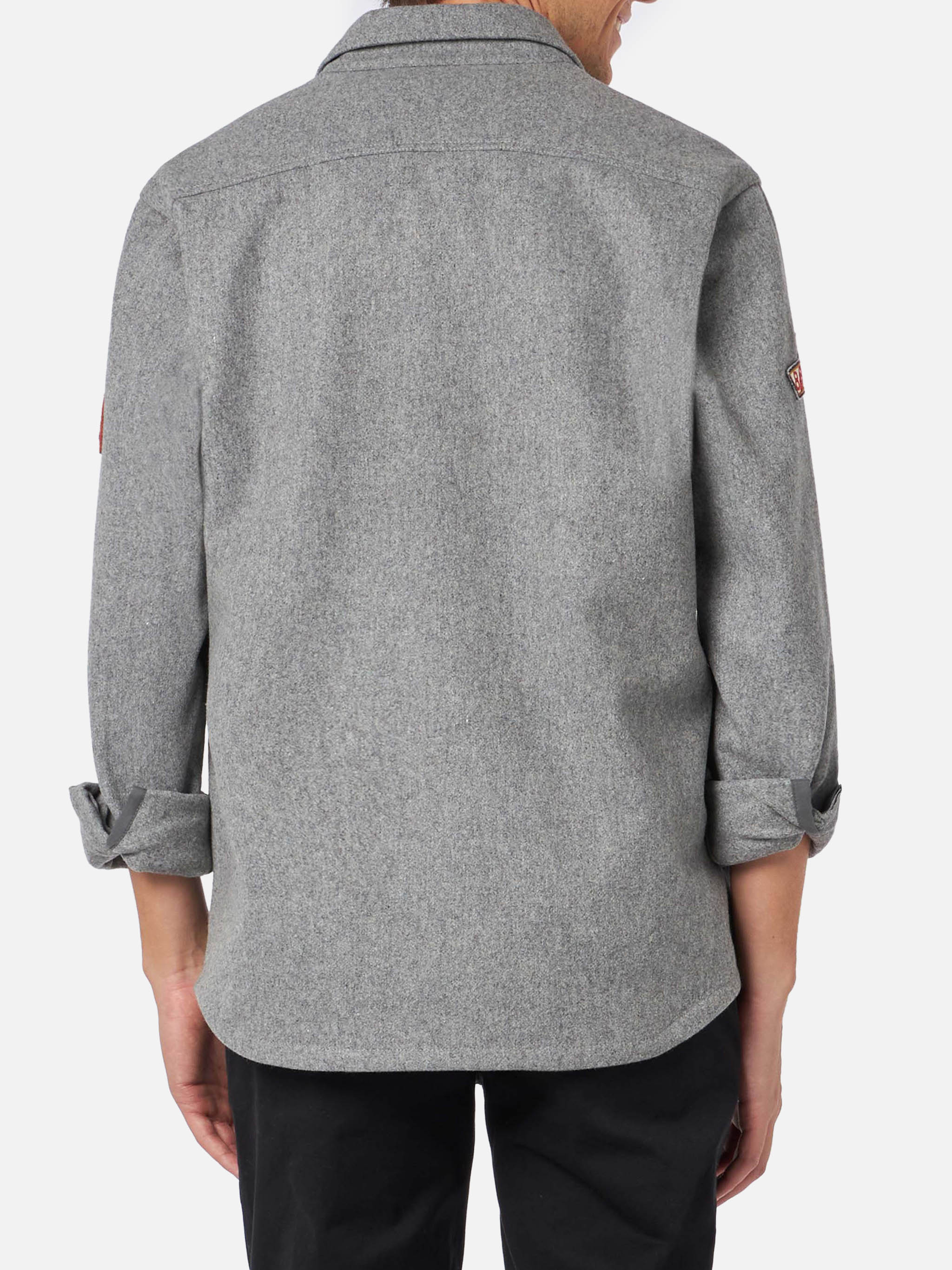 Man Wooly Grey Overshirt With Pockets And Patches Shirt