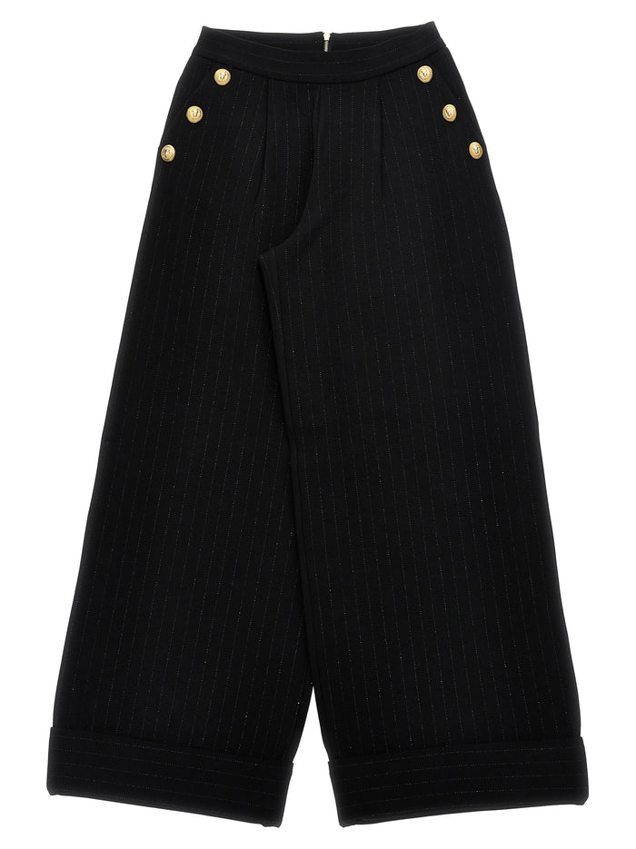 Lurex pinstriped pants Black Viscose Polyamide Elastane