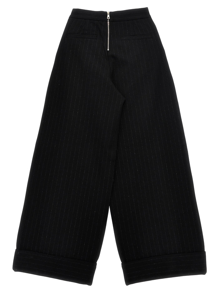 Lurex pinstriped pants Black Viscose Polyamide Elastane