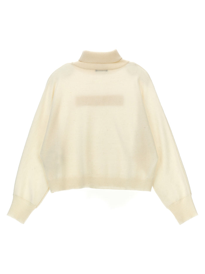 Glitter logo sweater White Wool Sweater, Cardigans
