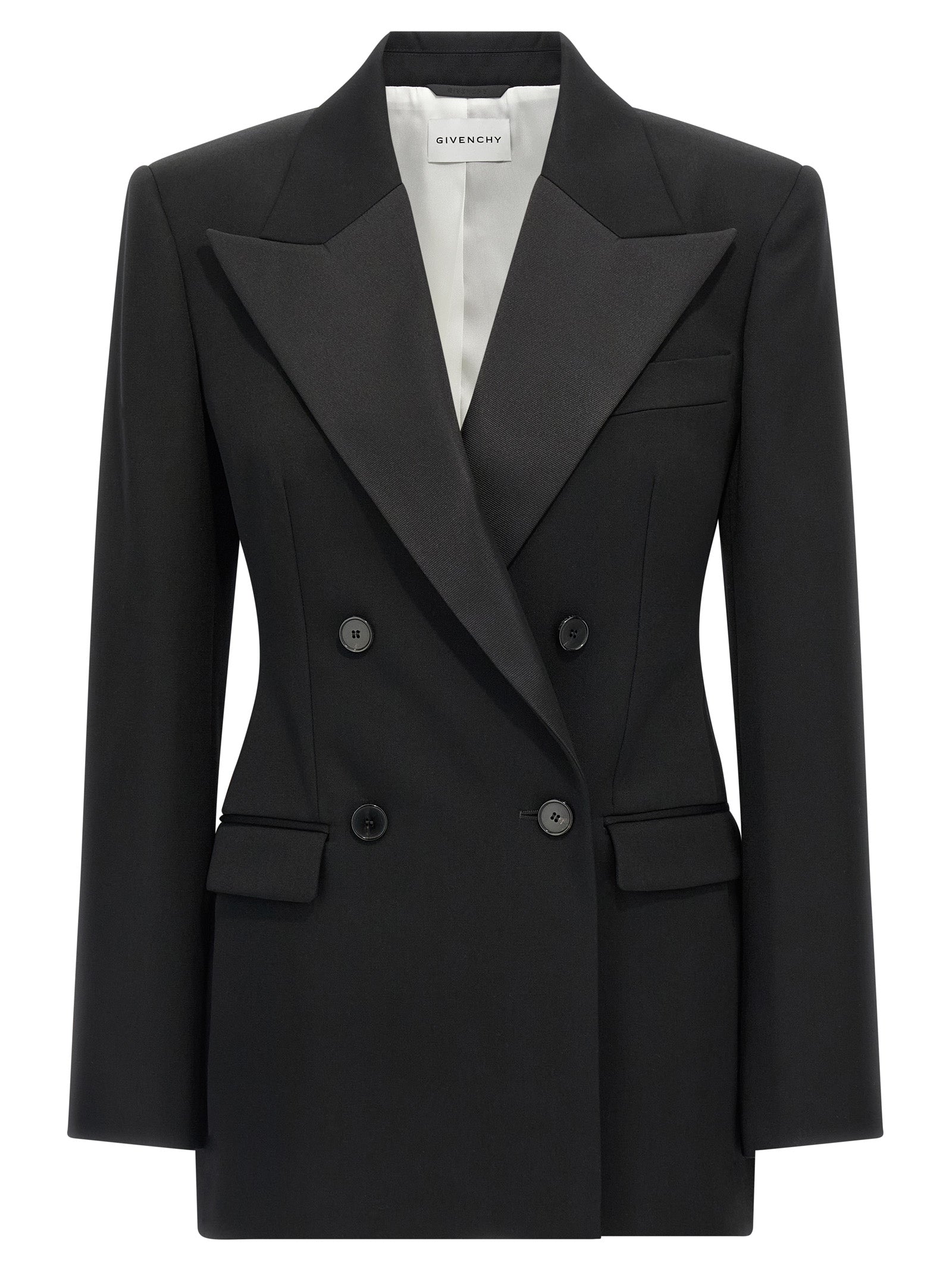 Satin lapel blazer Black Wool Blazer, Suits