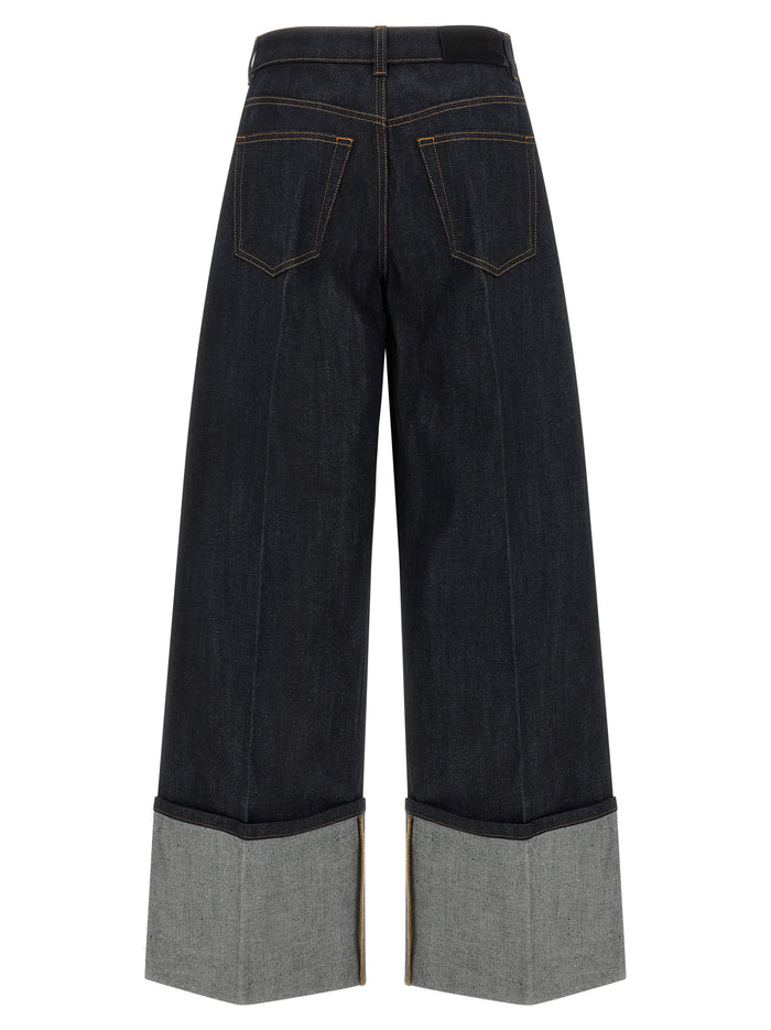 Turn Up Jeans Blue Cotton