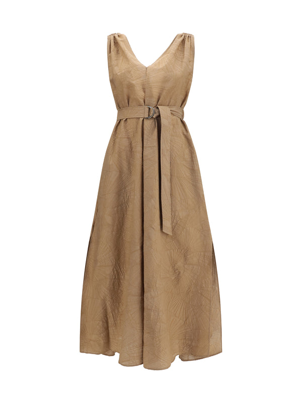 Brunello Cucinelli 82% Cotton midi dress in beige
