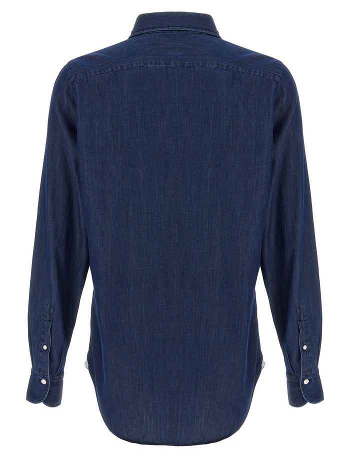 Napoli shirt Blue Cotton Giza Shirt, Blouse