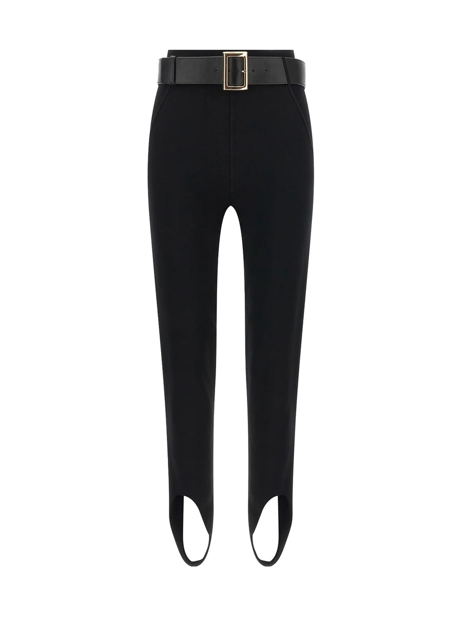 Stretch Jersey Leggings With Belt Black