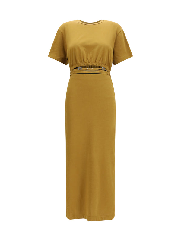 Pinko 100% Cotton midi dress in bronze