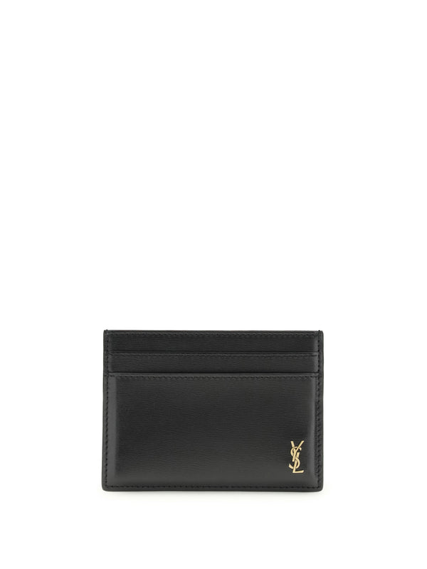 Saint Laurent 100% calf leather card case in black