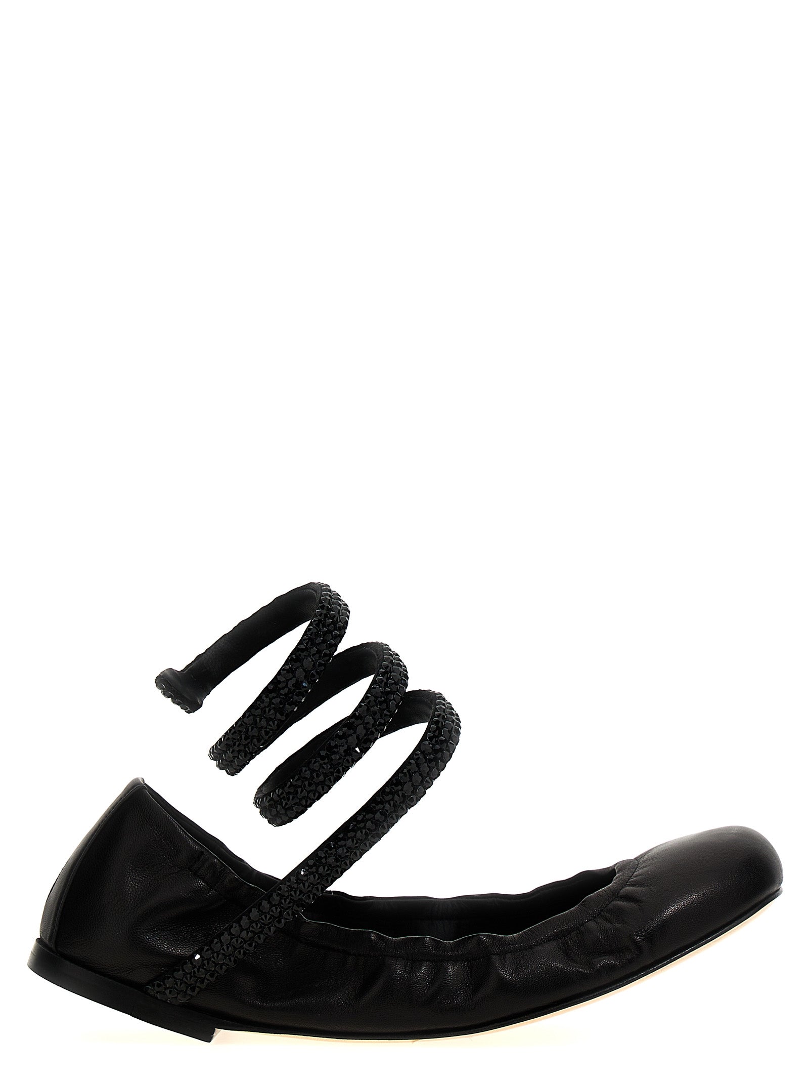 Cleo ballet flats Black Lamb Leather Satin Flat Shoes
