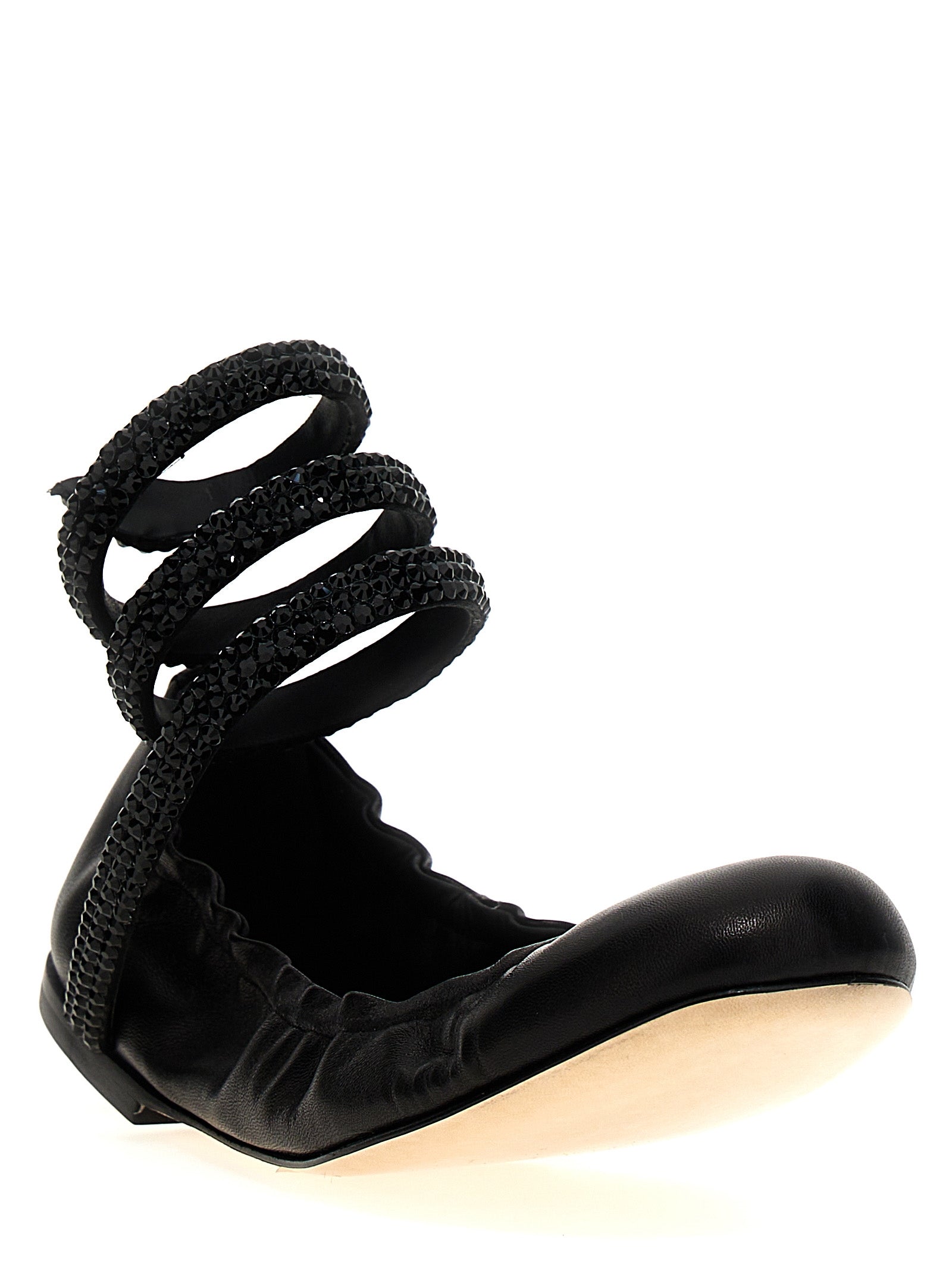 Cleo ballet flats Black Lamb Leather Satin Flat Shoes