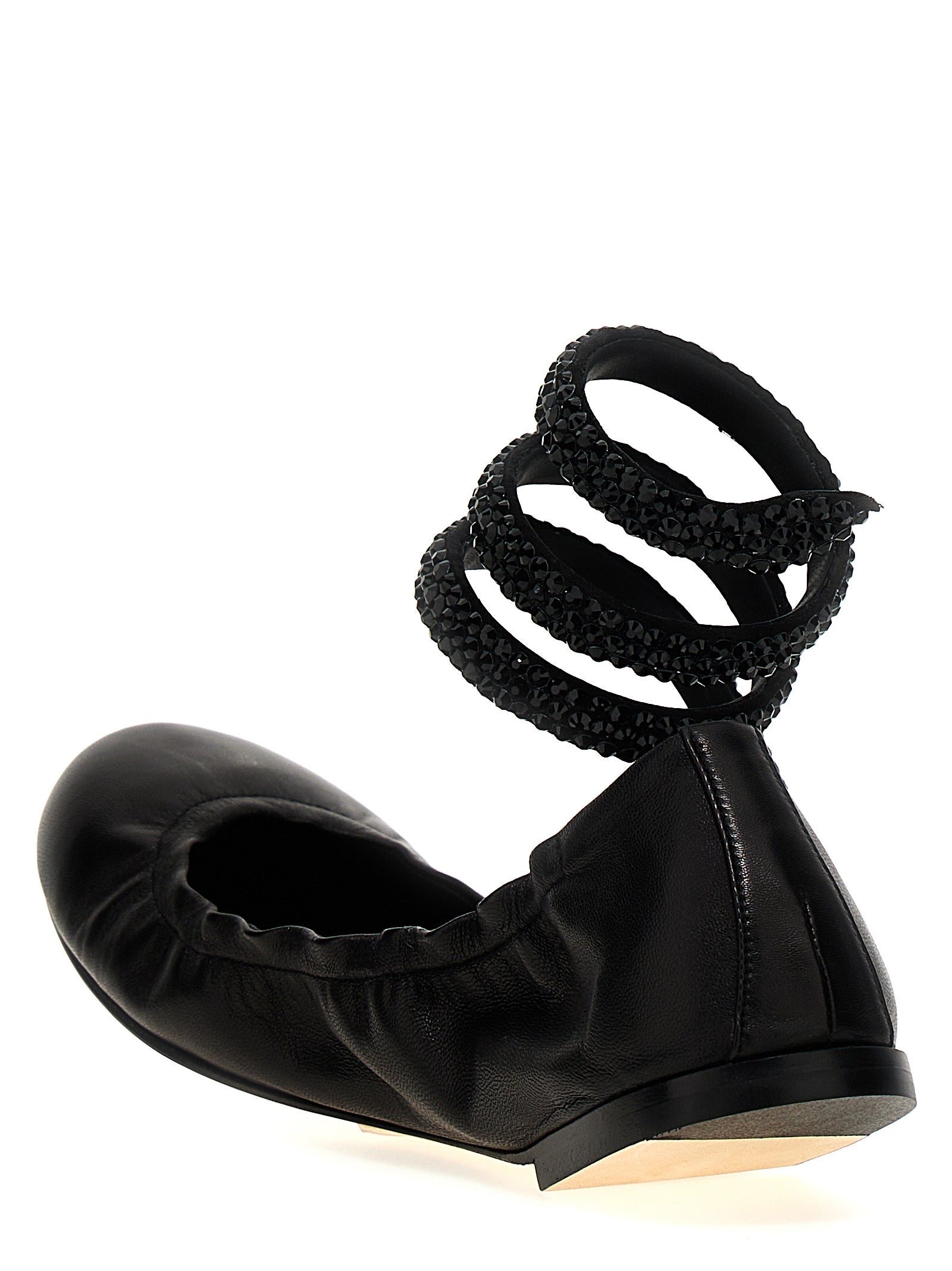Cleo ballet flats Black Lamb Leather Satin Flat Shoes