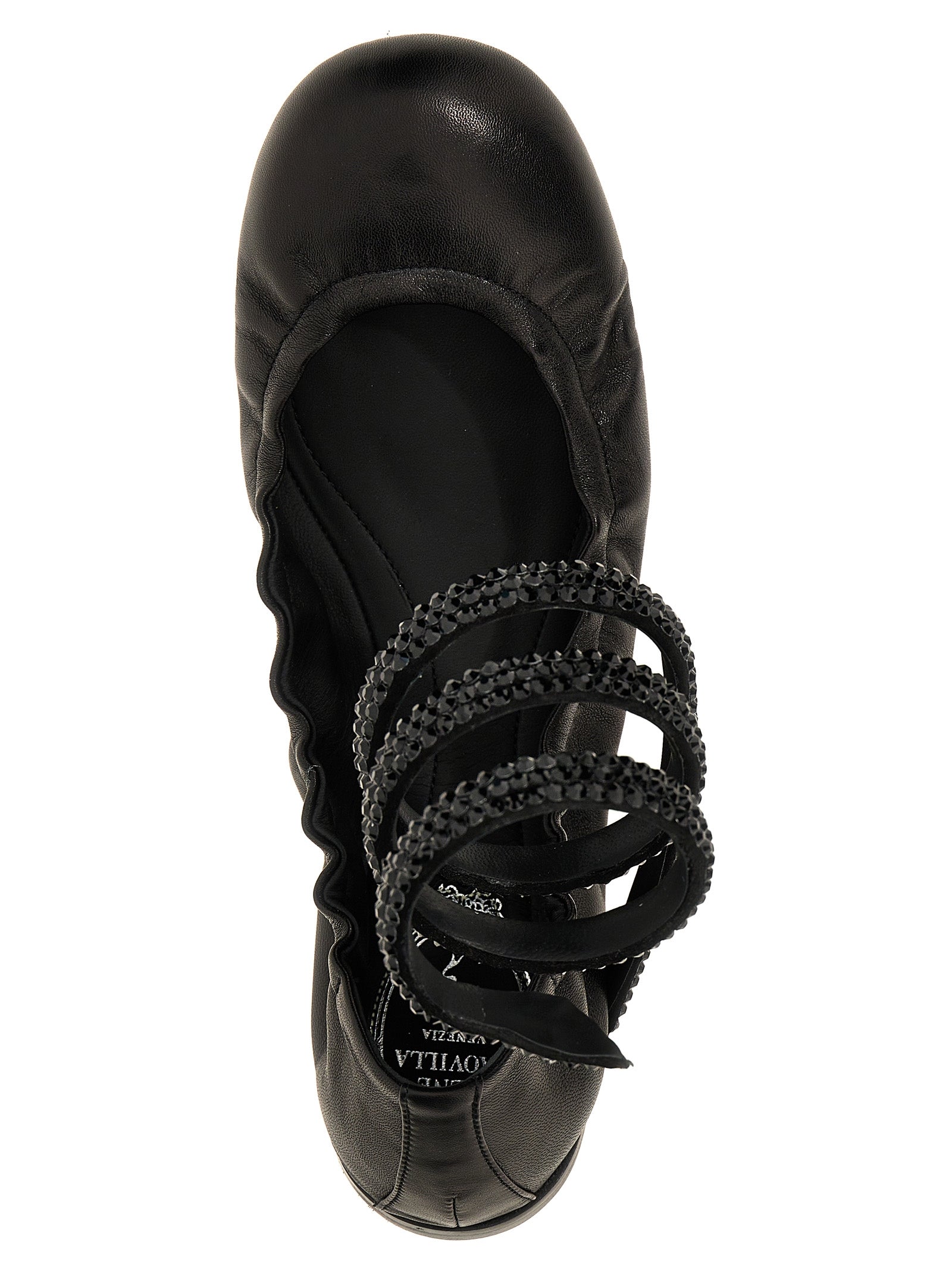 Cleo ballet flats Black Lamb Leather Satin Flat Shoes