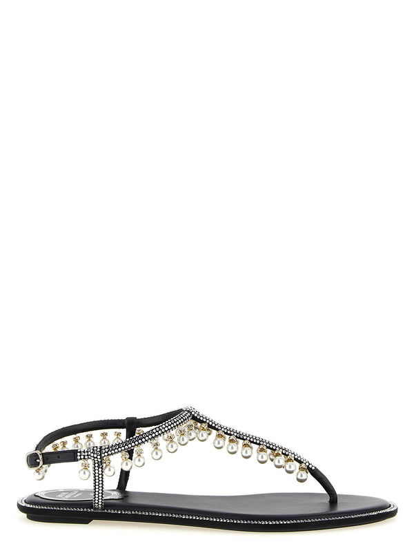 René Caovilla Diana Sandals — Black