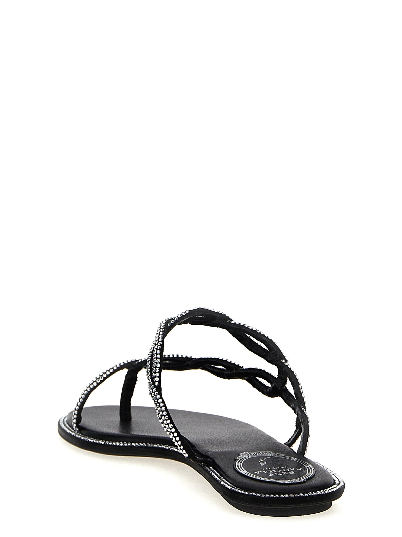 Braid sandals Black Satin