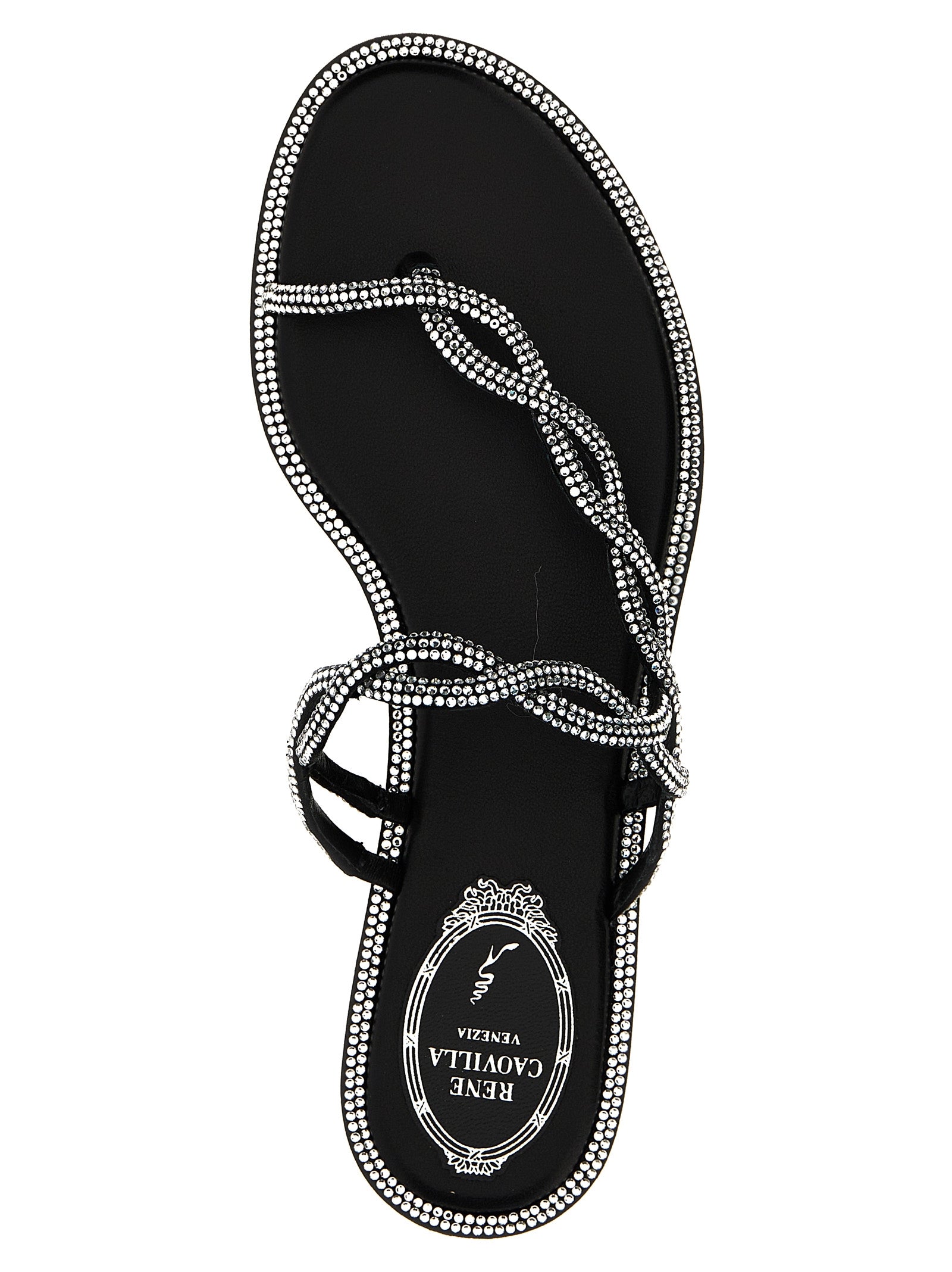 Braid sandals Black Satin