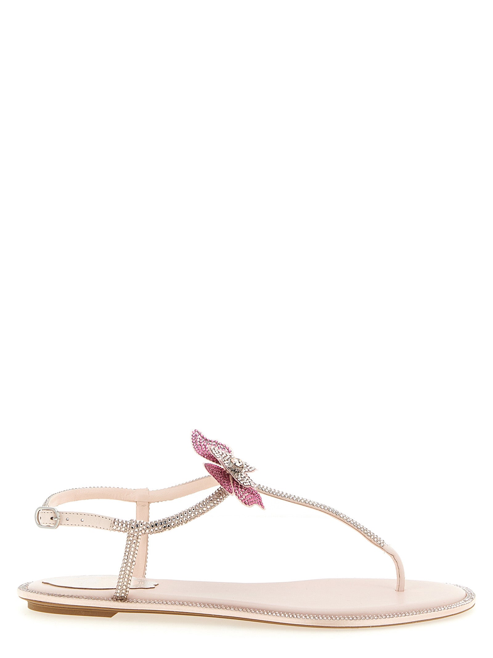 Fairy sandals Pink Satin Lamb Leather