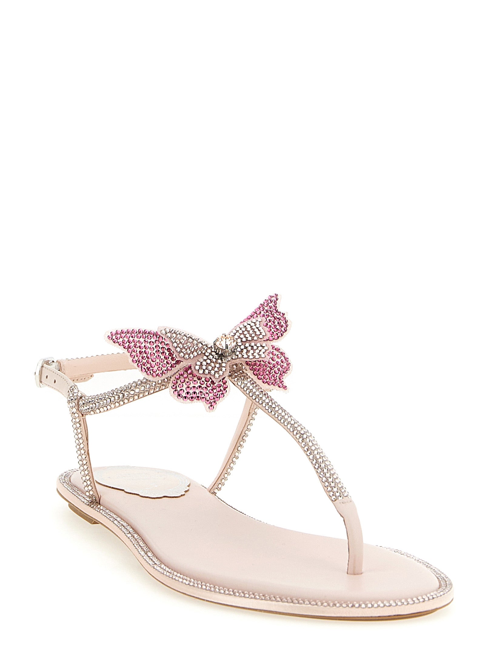 Fairy sandals Pink Satin Lamb Leather