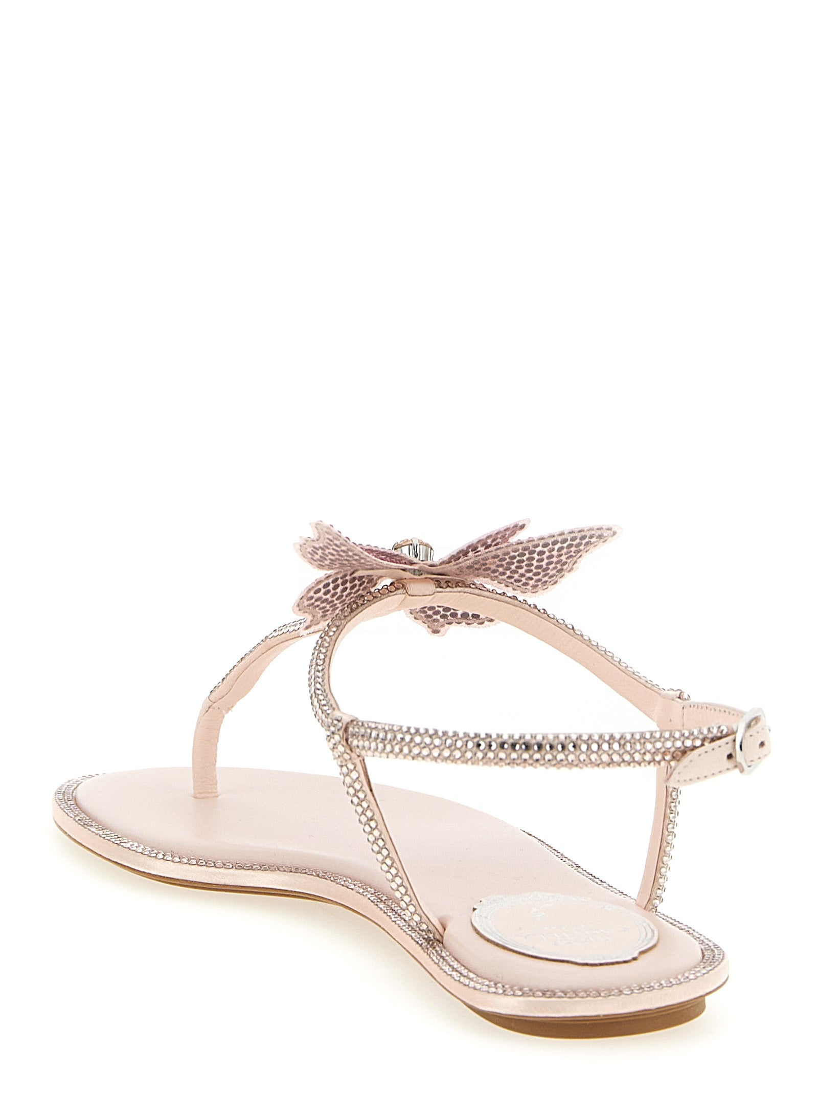 Fairy sandals Pink Satin Lamb Leather
