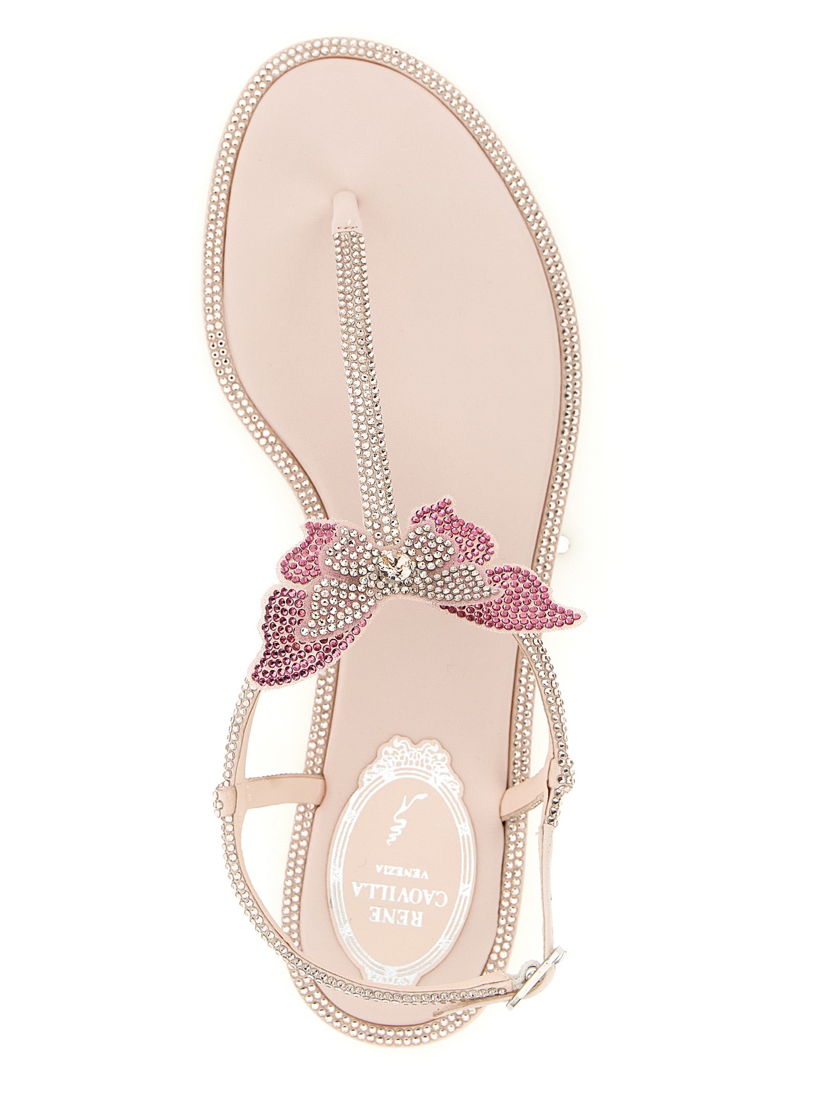 Fairy sandals Pink Satin Lamb Leather