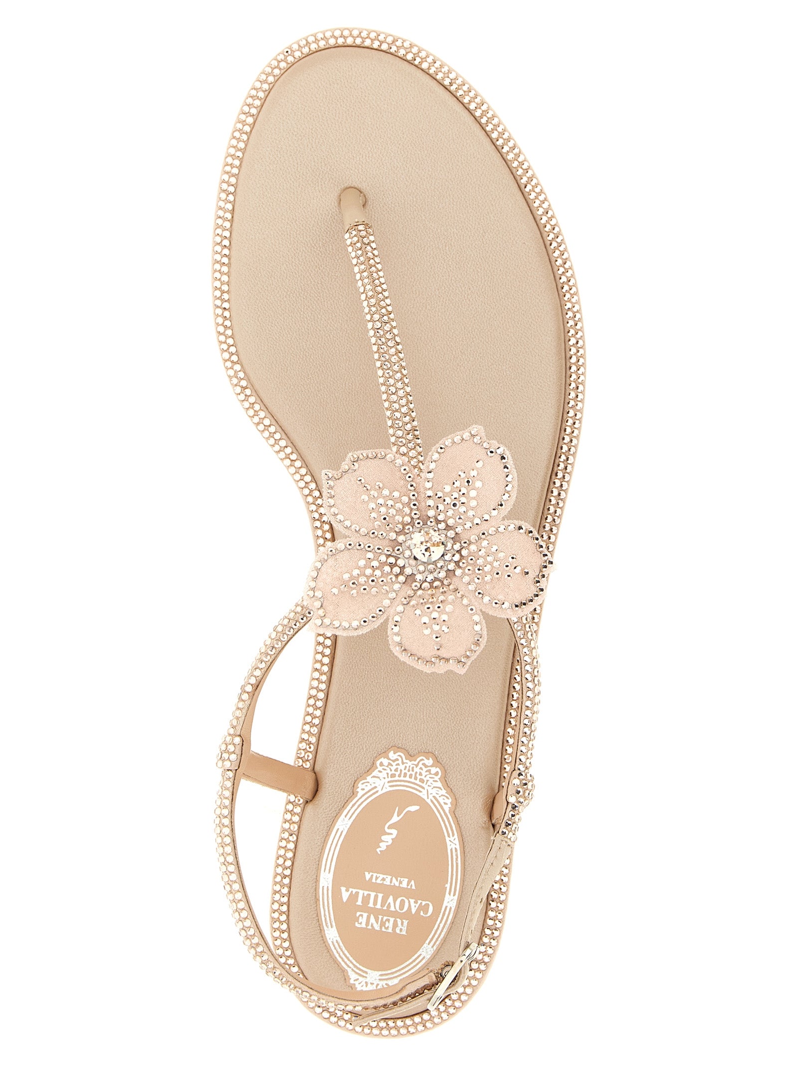 Peach Flower sandals Pink Glass Stone