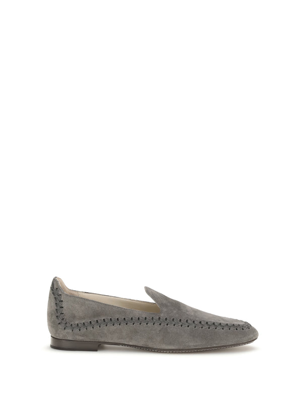 Leather Loafers Grigio+grigio Calf Bos Taurus