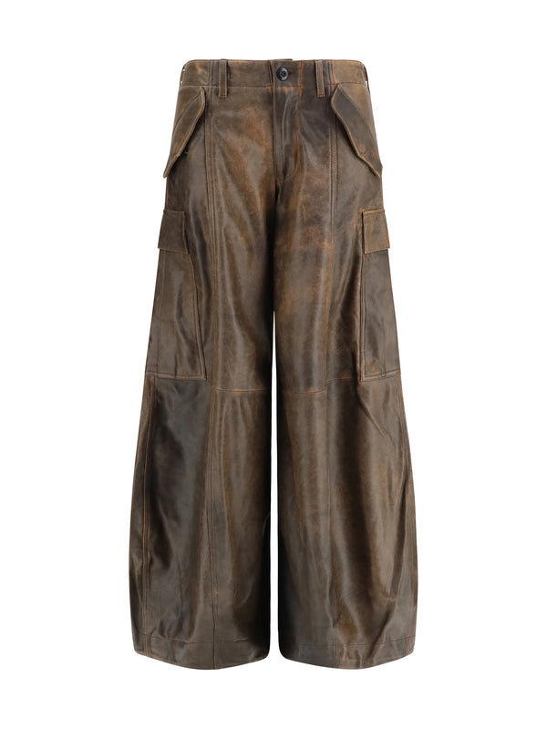 Leather Cargo Pants Brown Lamb Ovis Aries