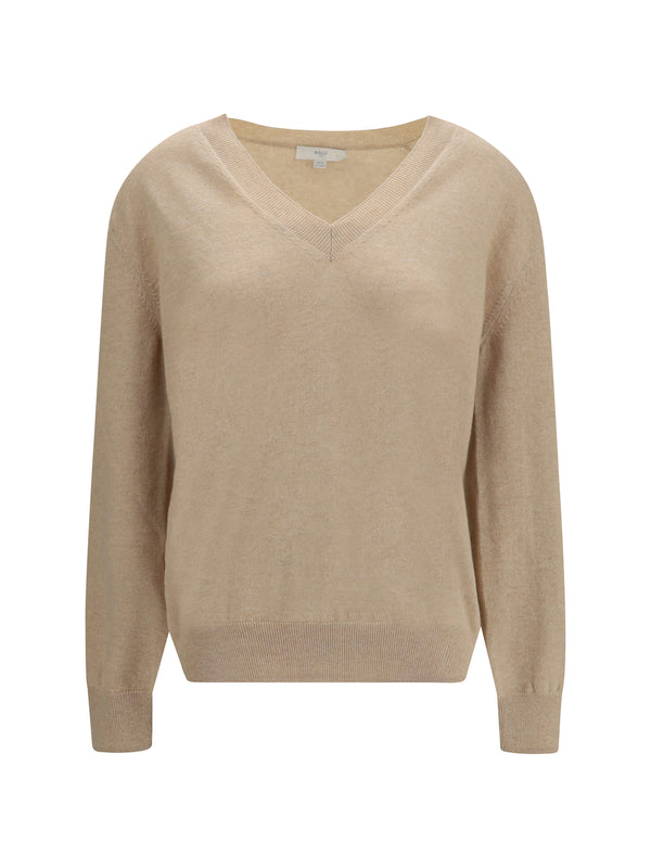Cashmere V-Neck Sweater Light Sand Kashmir/capra Hircus
