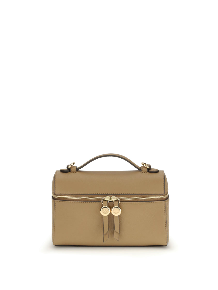 Tory Burch 100% Calf Leather Bos Taurus top handle bag in beige
