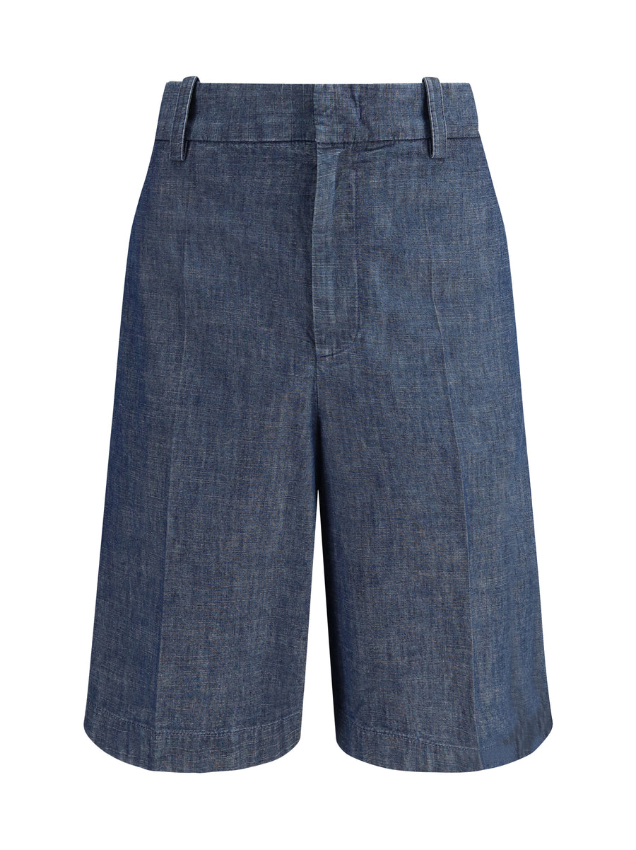 Jil Sander 100% cotton bermuda shorts in indigo