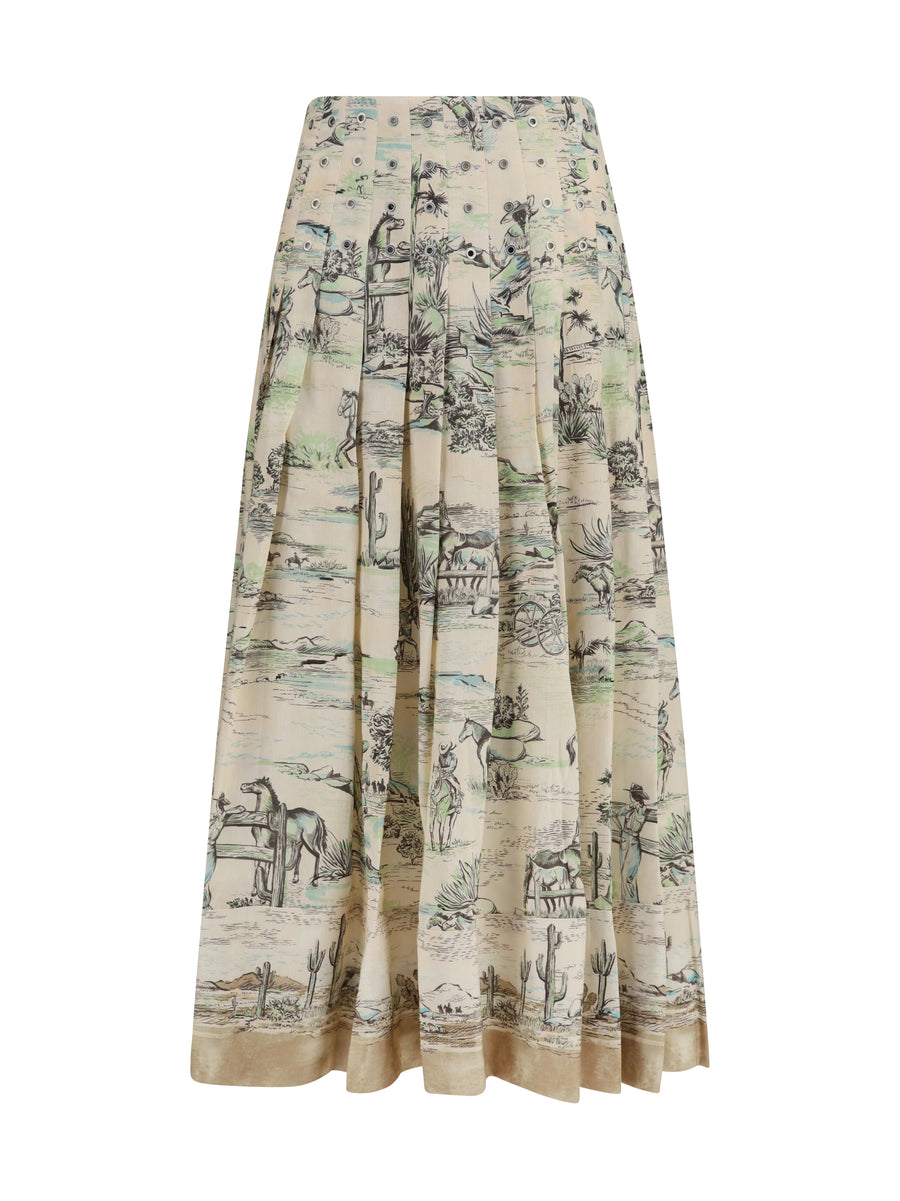 Scout Linen Midi Skirt Cream Linen; Viscose