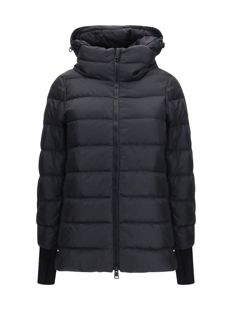 Hooded Down Jacket Nero Polyester