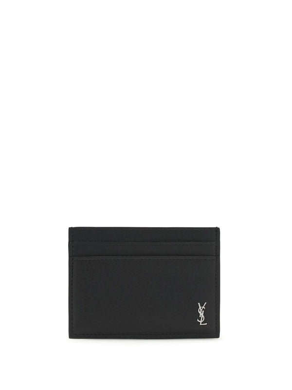 Card Holder Tiny Cassandre Black Calf Leather Umbrellas