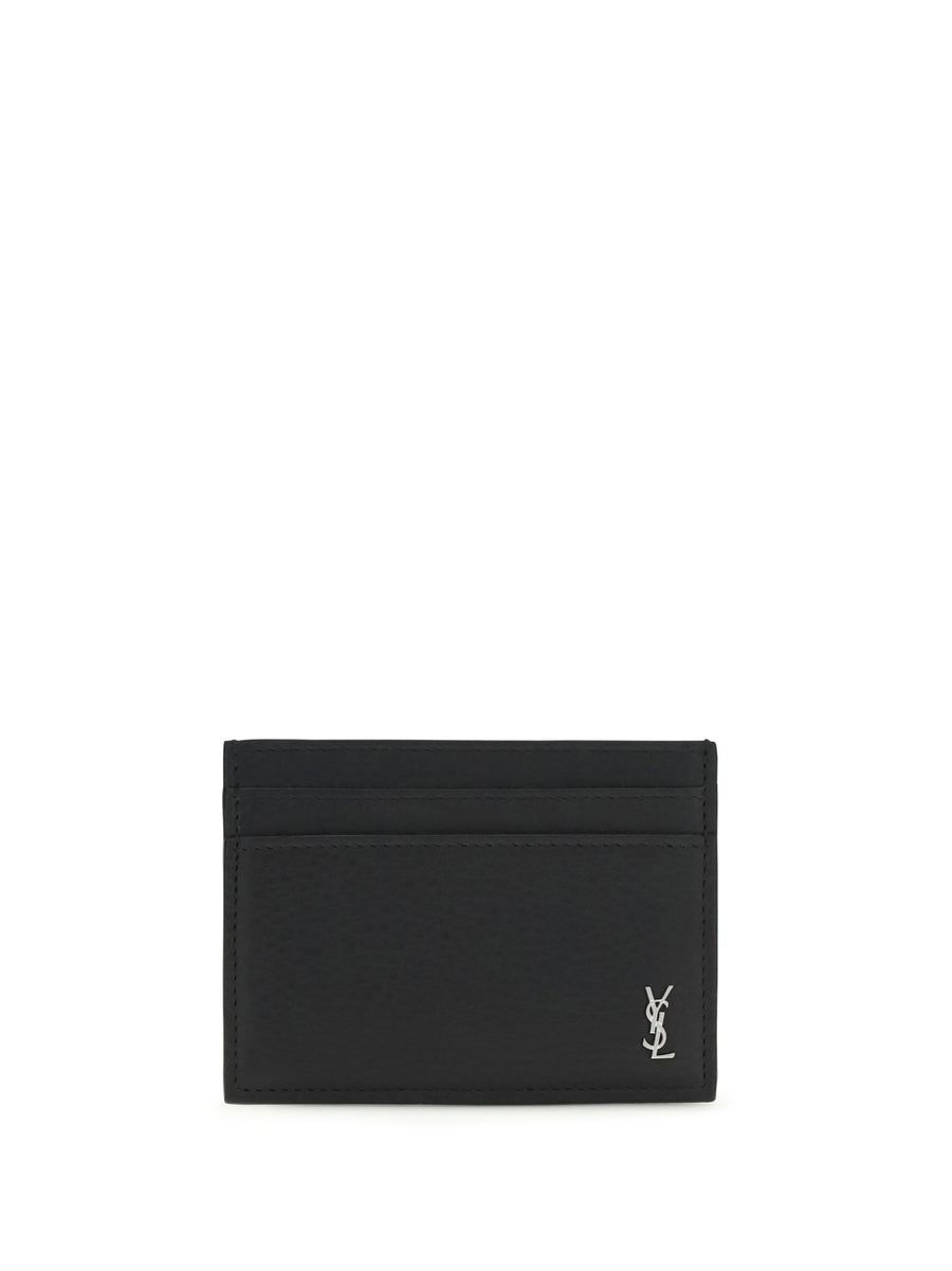 Card Holder Tiny Cassandre Black Calf Leather Umbrellas