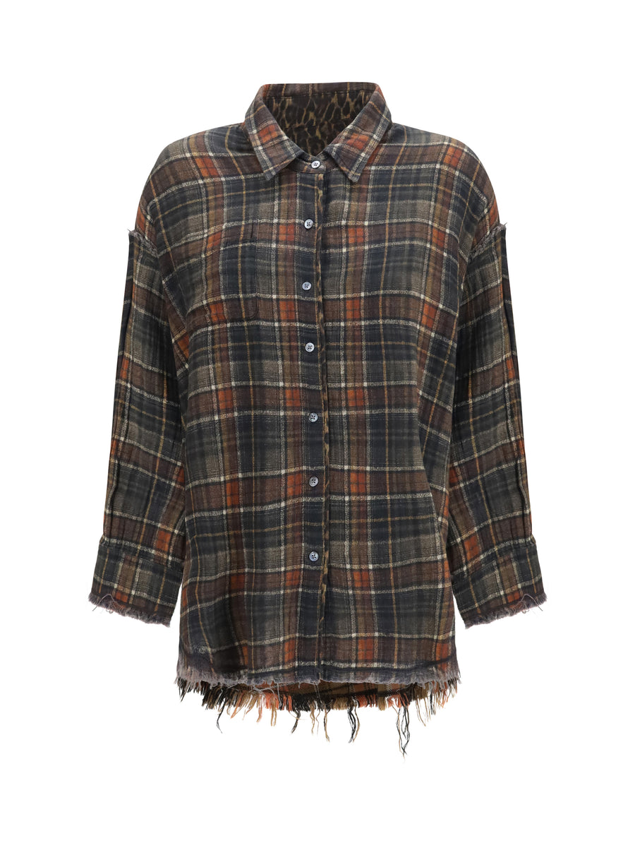 Reversible Shirt Brown Plaid Cotton