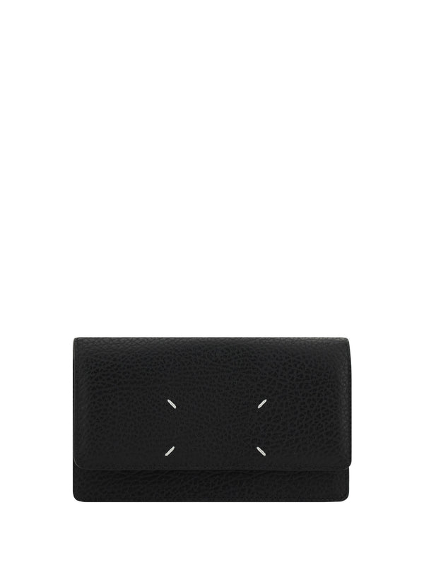 Grained Leather Wallet Black Calf Bos Taurus