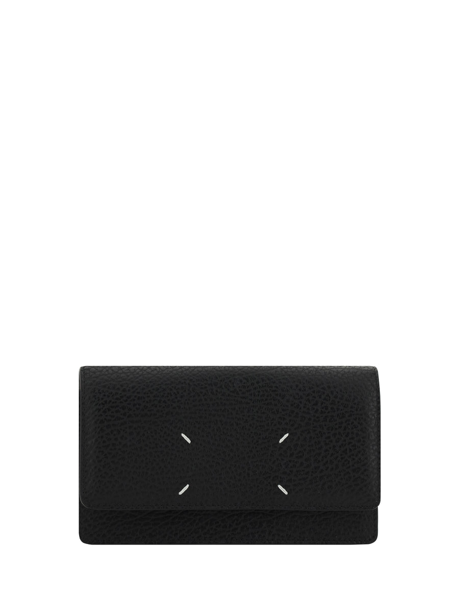 Grained Leather Wallet Black Calf Bos Taurus