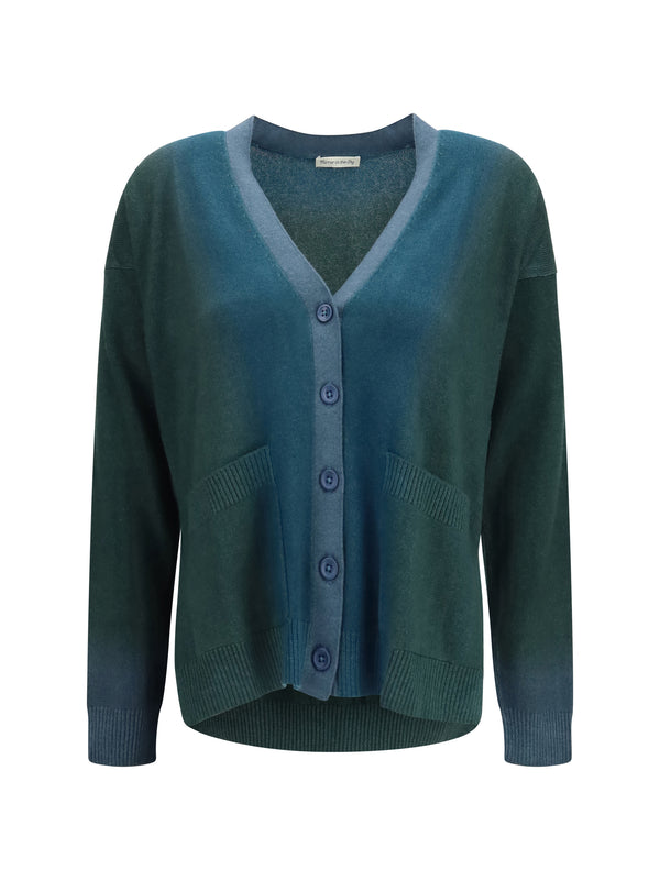 Mirror In The Sky 100% Kashmir/Capra Hircus cardigan in blue