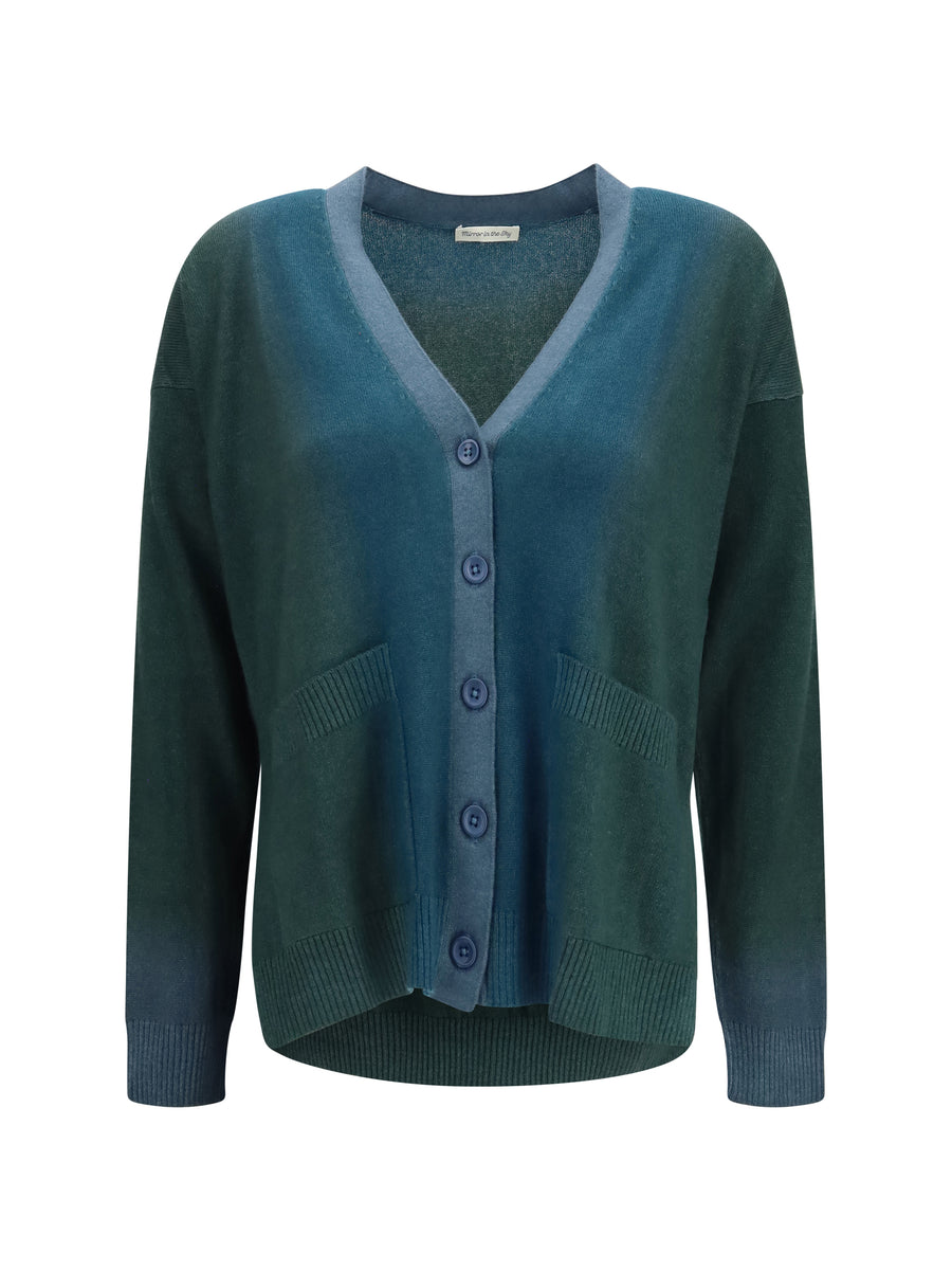 Mirror In The Sky 100% Kashmir/Capra Hircus cardigan in blue