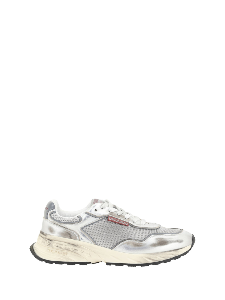 Dsquared2 Upper: 50% calf leather sneaker in silver