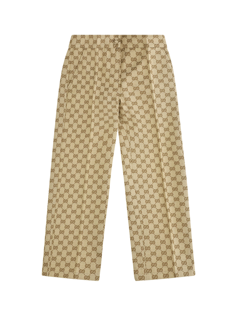 Gg Canvas Pants For Boy Vintage Sand Cotton; Polyester