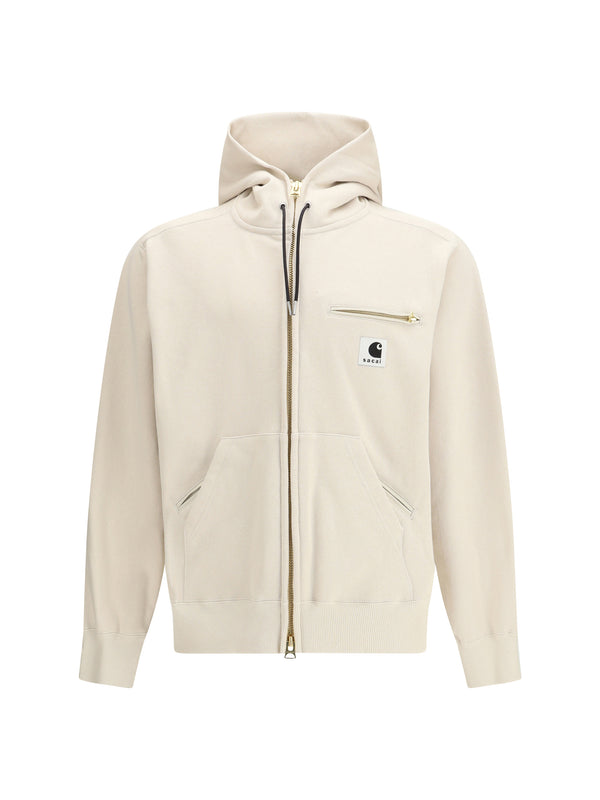 Sacai 100% Cotton hoodie in beige