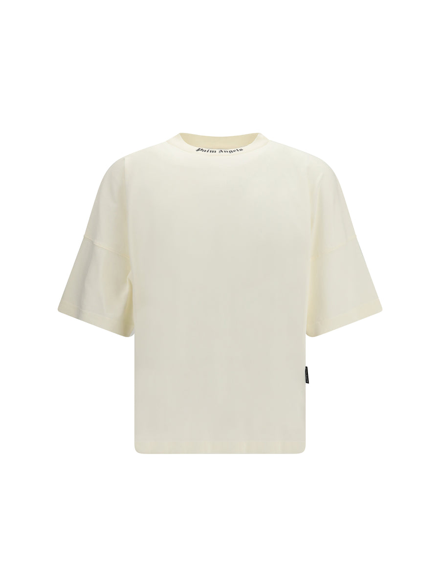 Classic T-Shirt With Oversized Back Logo Off White - Black Cotton T-shirts
